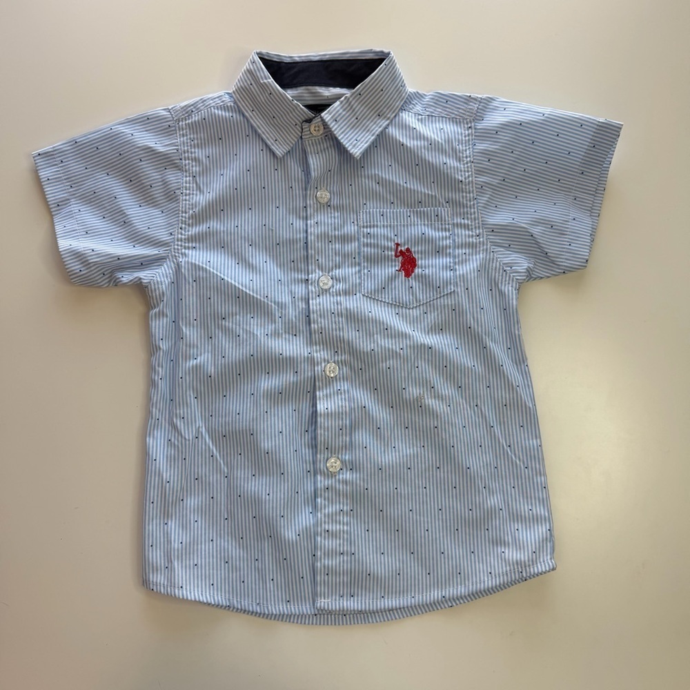 U.S. Polo Assn. Blue and White Striped Kids Button Down Shirt